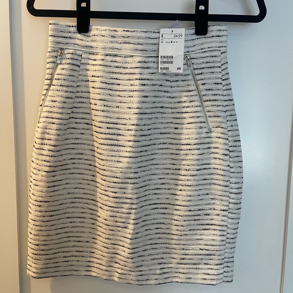 H&M White Striped Pencil Skirt
